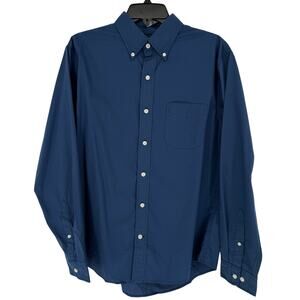 Land's End Mens Oxford Shirt Button Down Long Sleeve Navy Blue